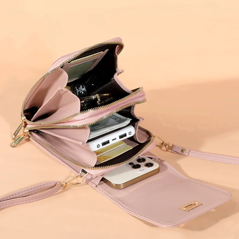 Women's Long Clutch Purse Lock Buckle Zipper Shoulder Bag