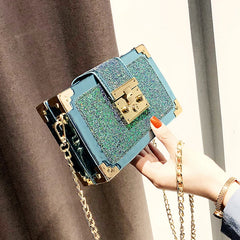 Women's Sequined Small Shoulder Bag with Chain - C001