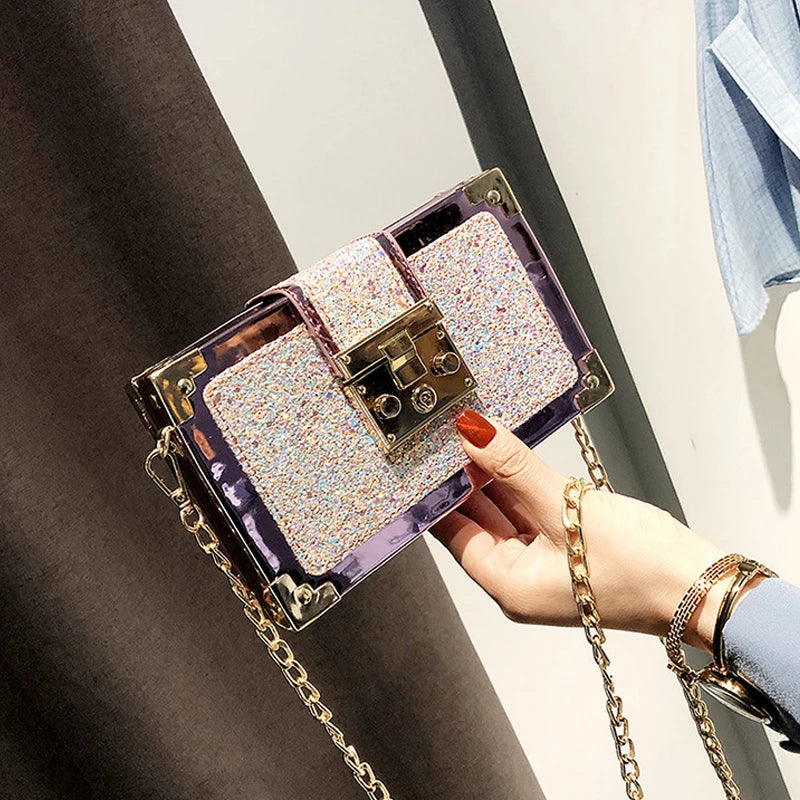Women's Sequined Small Shoulder Bag with Chain - C001