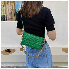 Women Shoulder Bag Rhombus Embroidered Handbag