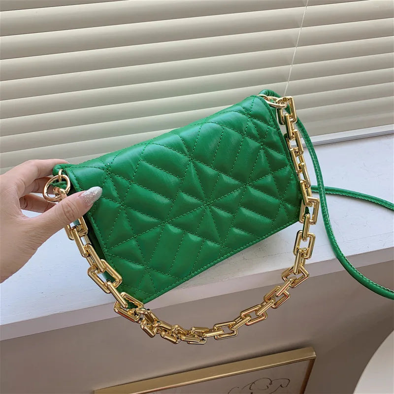 Women Shoulder Bag Rhombus Embroidered Handbag