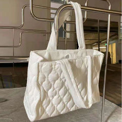 Suede Large Tote Bag Women Handbag Embroidered High-Capacity Shoulder Bag