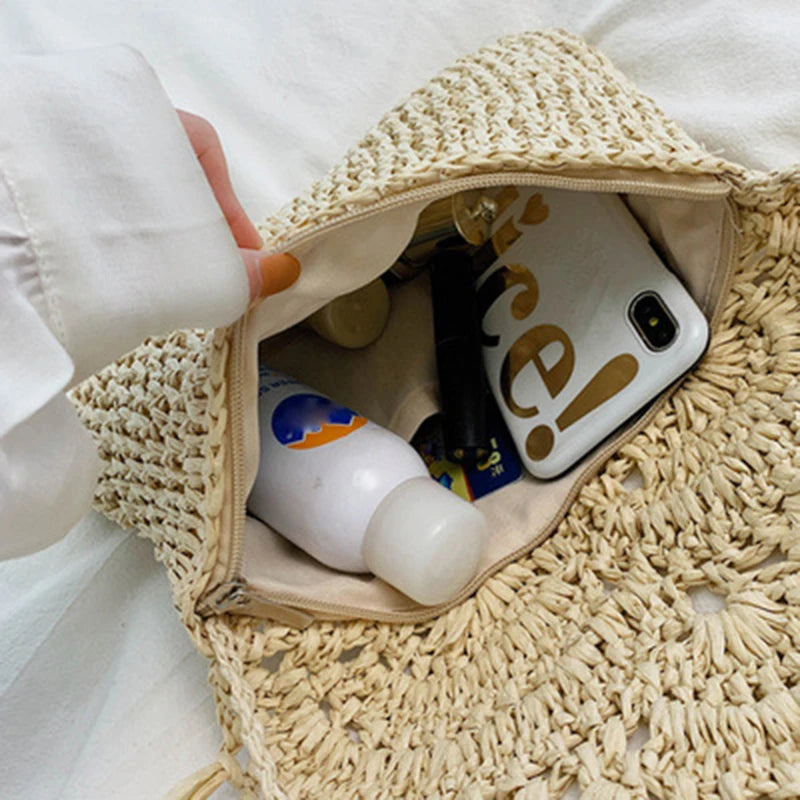 Tassel Paper Bag Hand Woven Beach Bag Female Purse