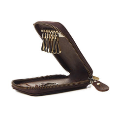 Vintage Leather Key Case Flip Cover Brown