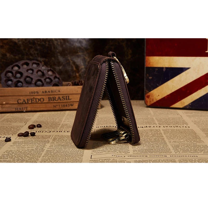 Vintage Leather Key Case Flip Cover Brown