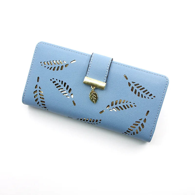 Women's Leaf Hollow Zipper Wallet Phone Bag Hand Bag Zero Wallet
