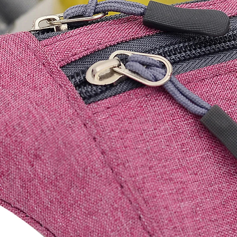 Pink Ladies Wallet Belt Bag with Multiple Pockets