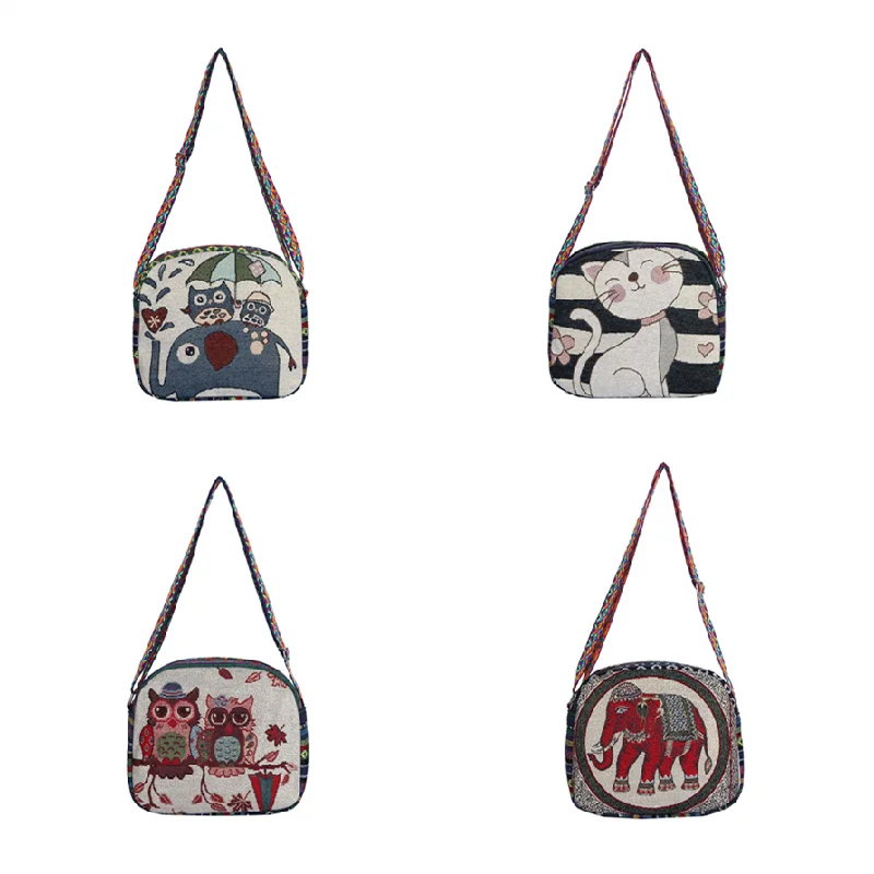 Women's Owl Messenger Bag Embroidered Ethnic Shoulder Bag