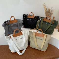 Women's Canvas Shoulder Bag with Adjustable Strap