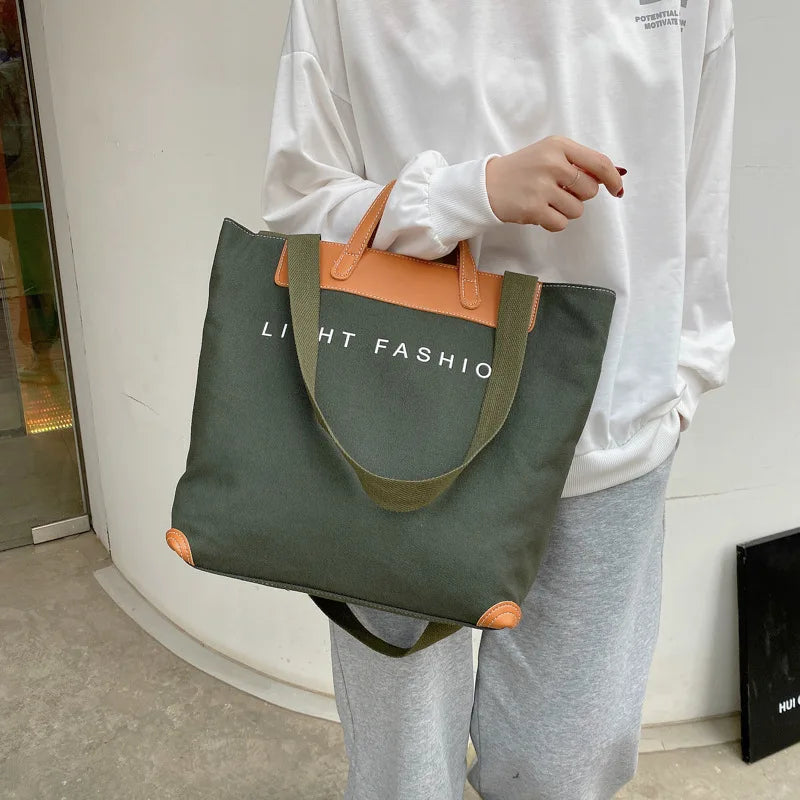 Women's Canvas Shoulder Bag with Adjustable Strap