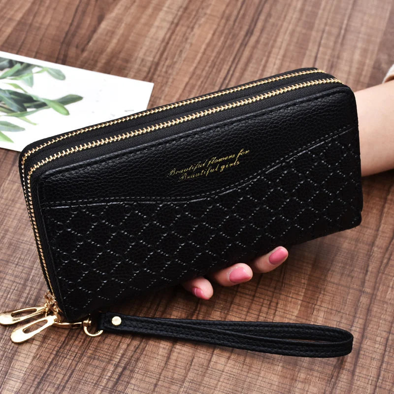 Large Capacity Women's Double Zipper Hand Holding Purse