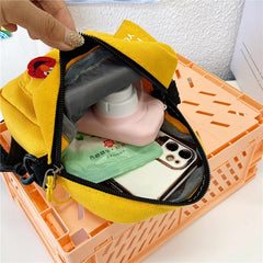Yellow Messenger Bag Female Canvas Cartoon Crossbody Shoulder Waist Bag