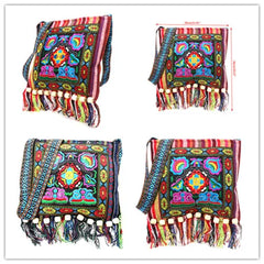 Vintage Ethnic Shoulder Bag Embroidery Boho Hippie Tassel Tote Messenger