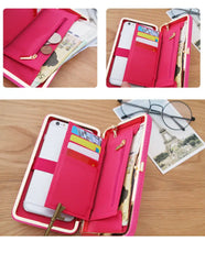 Women Long Wallet Metal Buckle Ladies Clutch Bowknot Inside Zipper Purse