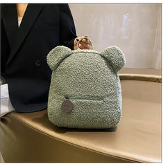 Plush Fleece Backpack Girls Bear Ear Warm Daypack