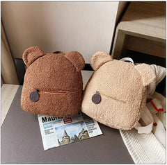 Plush Fleece Backpack Girls Bear Ear Warm Daypack
