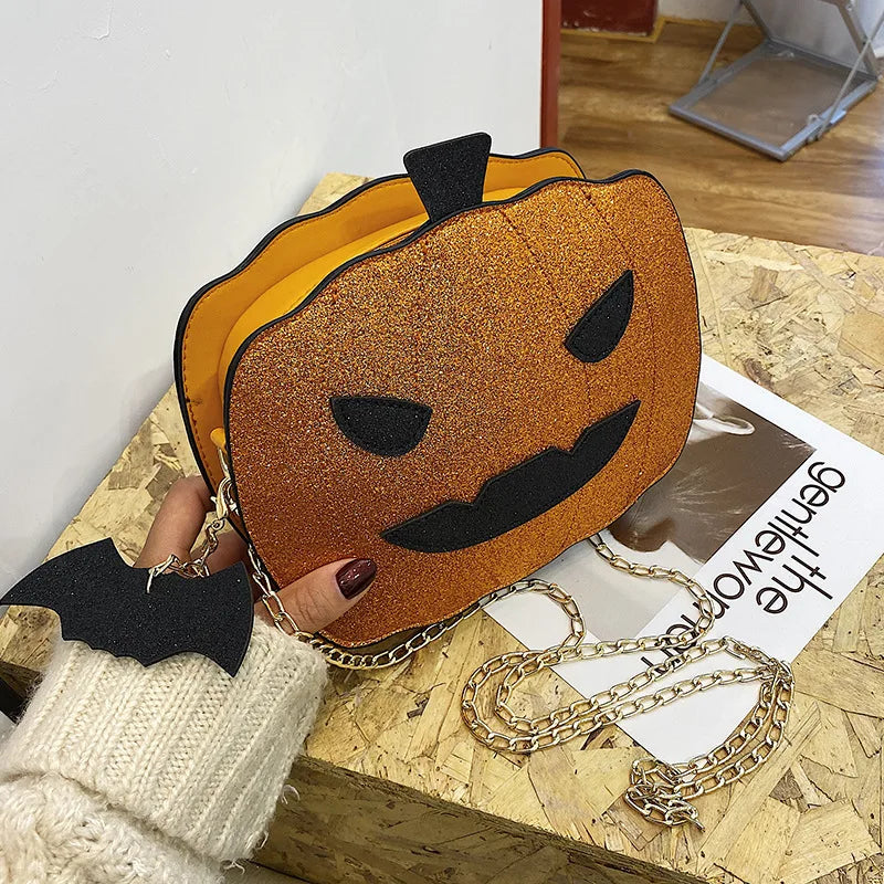 Devil Pumpkin Shaped Handbag Halloween Crossbody Bag