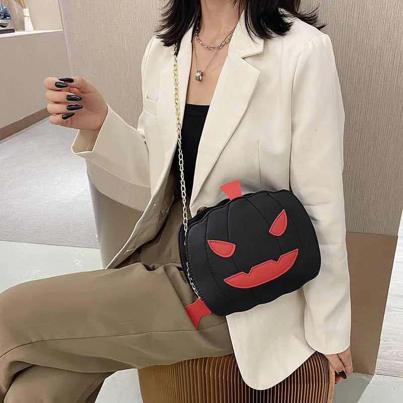Devil Pumpkin Shaped Handbag Halloween Crossbody Bag