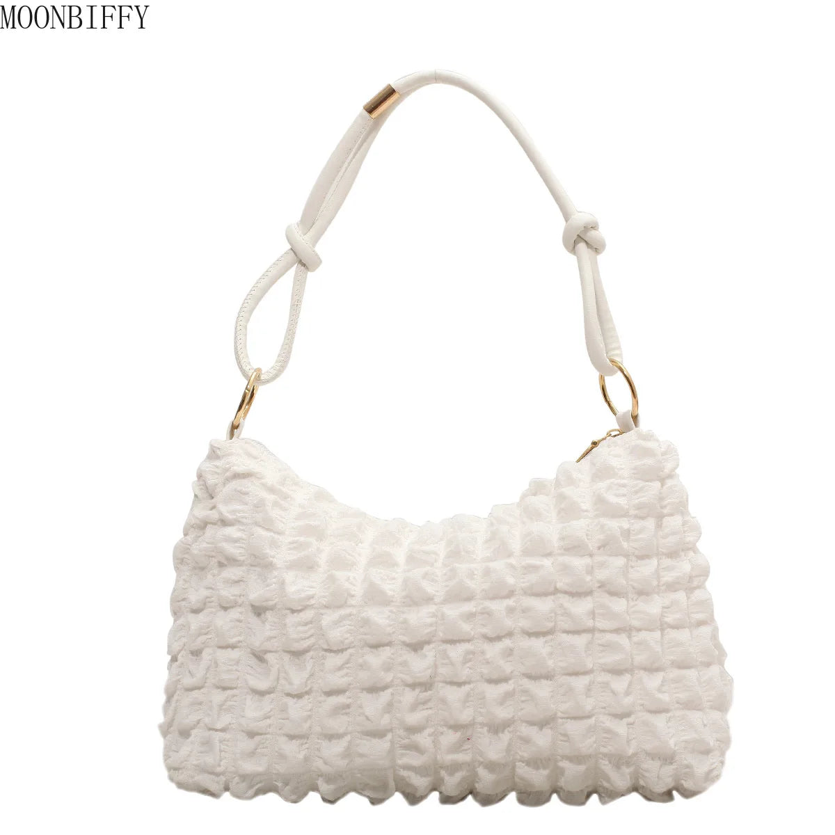 Shoulder Bags Women Solid Folds Square Underarm Texture Retro Zipper Satchels