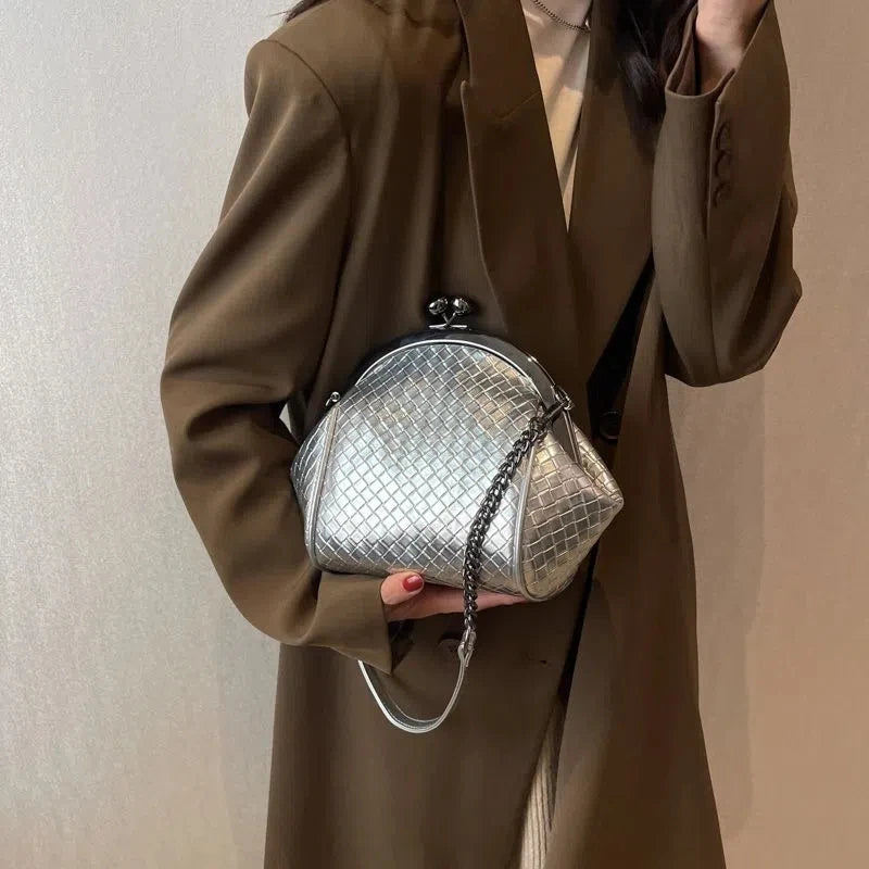 Vintage Weave PU Leather Bag Two Chain Straps