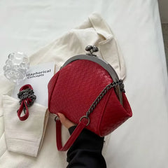Vintage Weave PU Leather Bag Two Chain Straps