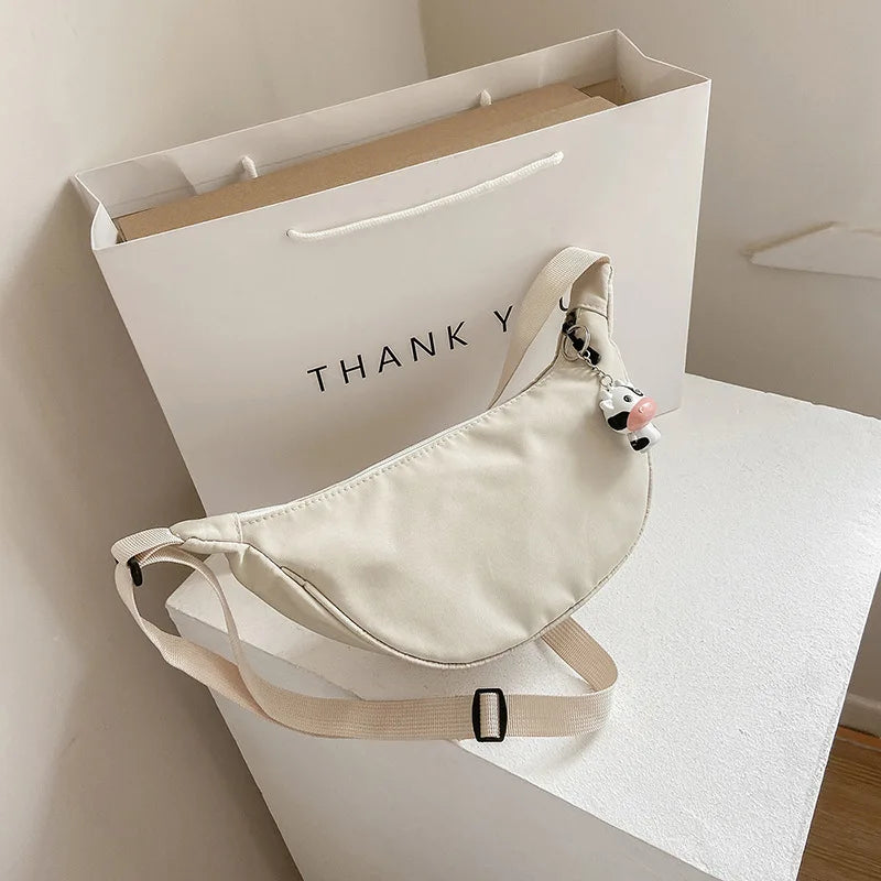 Stacy Nylon Messenger Bag Wide Shoulder Dumpling Bag