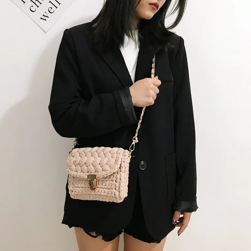 Newhotstacy Bag 08072021 Ladies Woven Chain Lock Bag Cross Body Bag