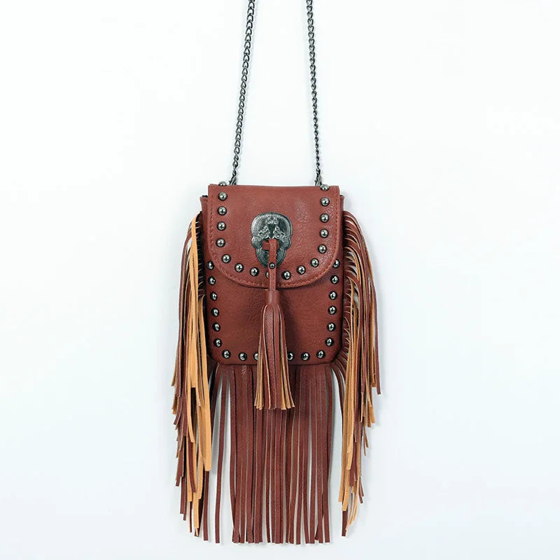 Soft Rivet Tassel Bag Chain Small Bag