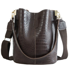 Crocodile Pattern Shoulder Bag Bucket Satchel