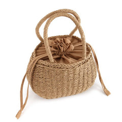 Sweet Knitted Beach Bag Drawstring Tote Handbag
