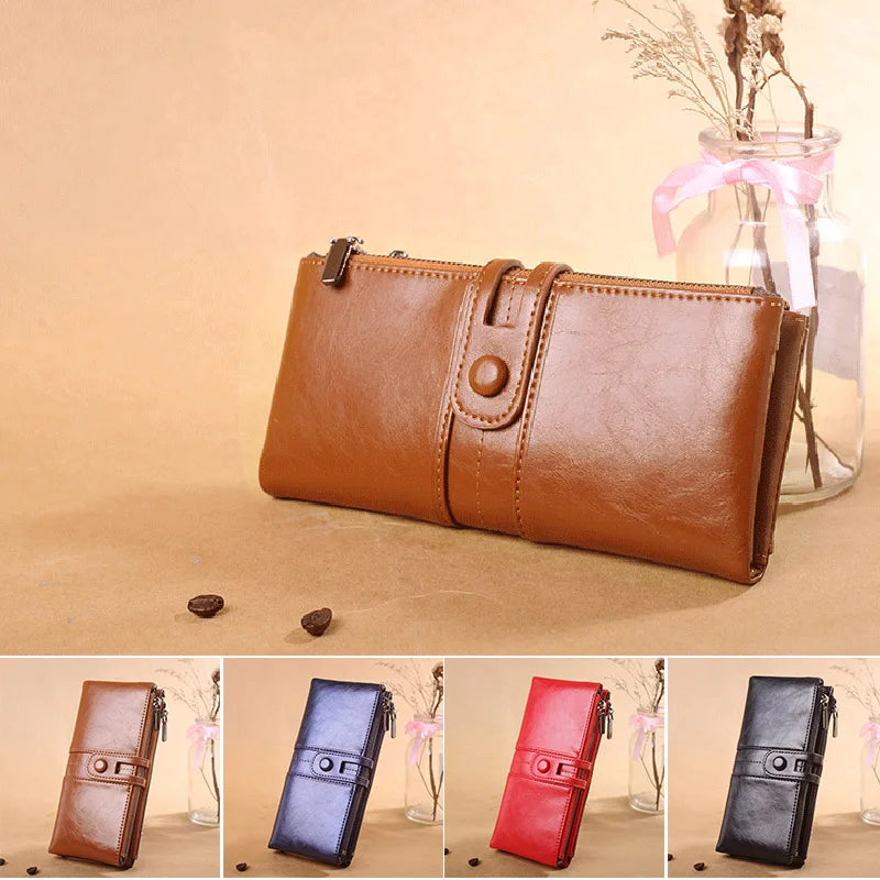 Women's Vintage PU Wallet Anti Thief Purse Mini Handheld Money Pouch