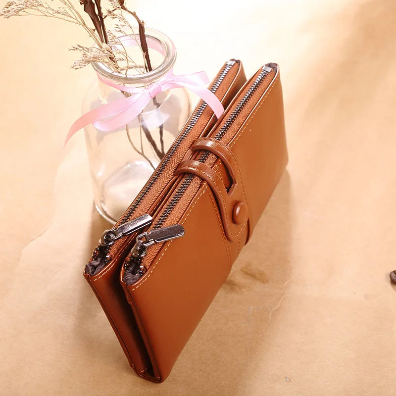 Women's Vintage PU Wallet Anti Thief Purse Mini Handheld Money Pouch