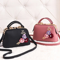 Newposs Embroidery Flower Shoulder Bag Women's Handbag