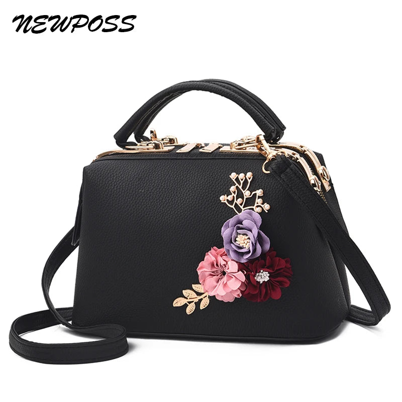 Newposs Embroidery Flower Shoulder Bag Women's Handbag