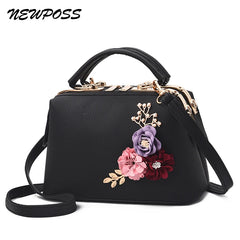 Newposs Embroidery Flower Shoulder Bag Women's Handbag