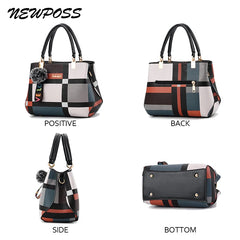 Newposs Casual Plaid Shoulder Bag Stitching Wild Messenger Female Totes