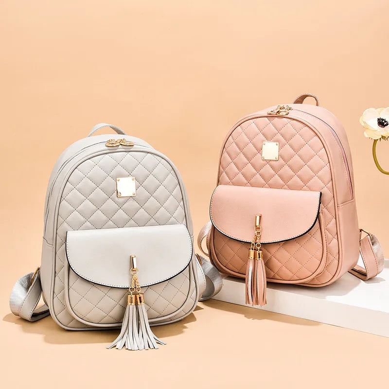 Newposs Mini Backpack PU Leather Graceful Bagpack Three-piece Set