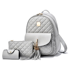 Newposs Mini Backpack PU Leather Graceful Bagpack Three-piece Set