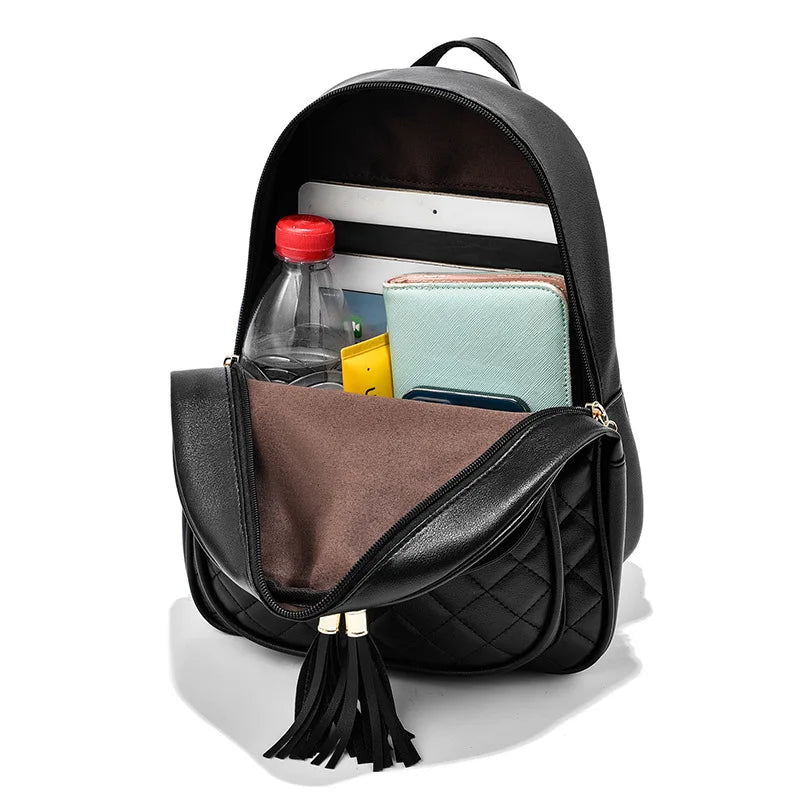 Newposs Mini Backpack PU Leather Graceful Bagpack Three-piece Set