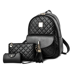 Newposs Mini Backpack PU Leather Graceful Bagpack Three-piece Set