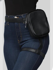 Red Leg Bag Women Waist Pack Pu Leather Belt Bag Bum Bags