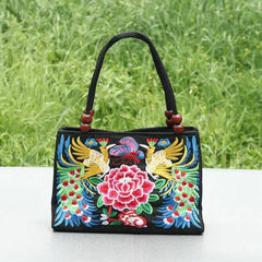 Bohemian Embroidery Women Clutches Double-Layers Canvas Carrier