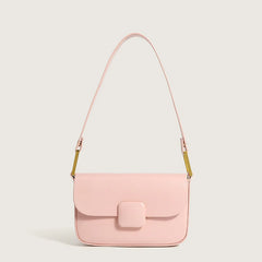 Solid Square Buckle Women's Shoulder Bag