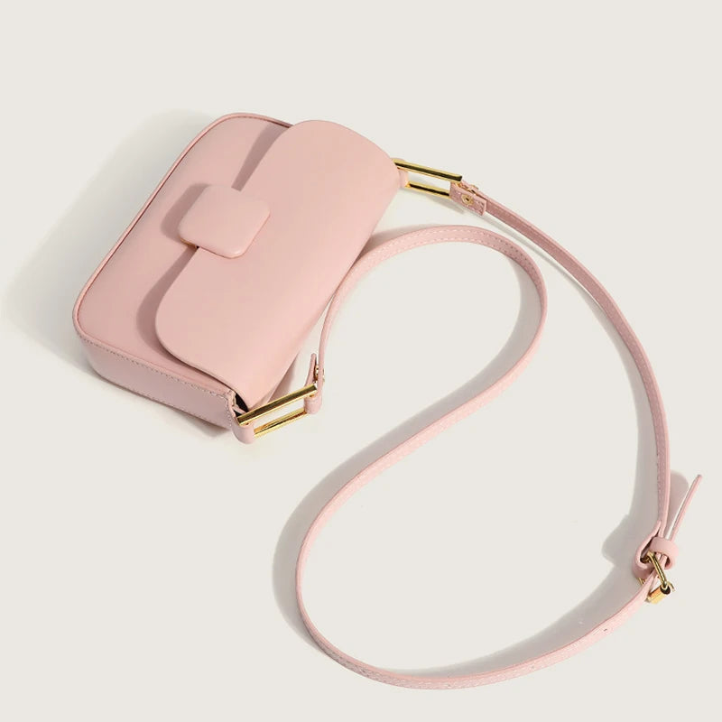 Solid Square Buckle Women's Shoulder Bag