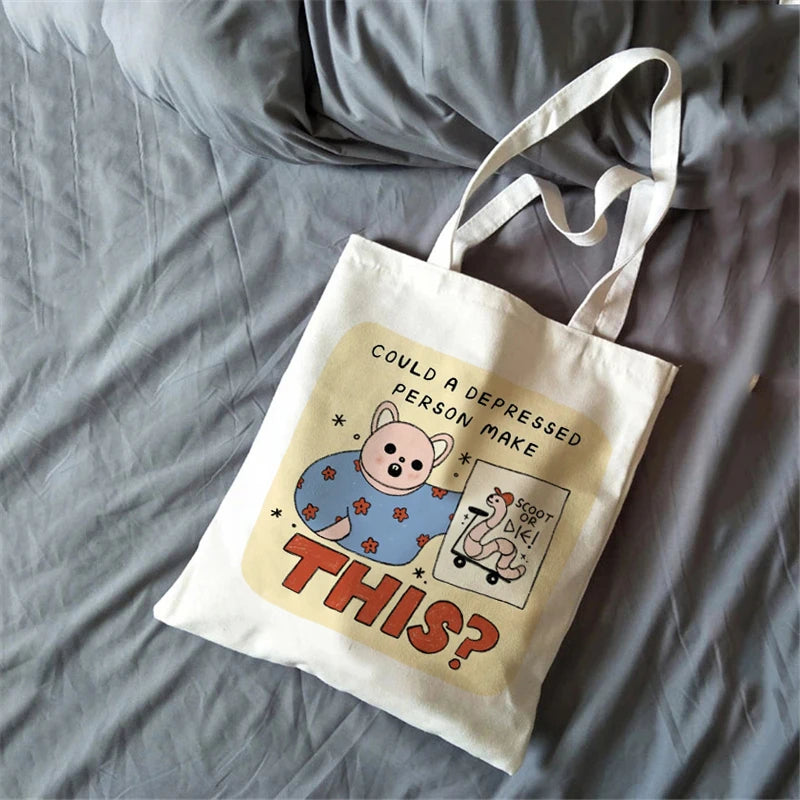 Niche Ladies Canvas Tote Bag Large Capacity Print Shoulder