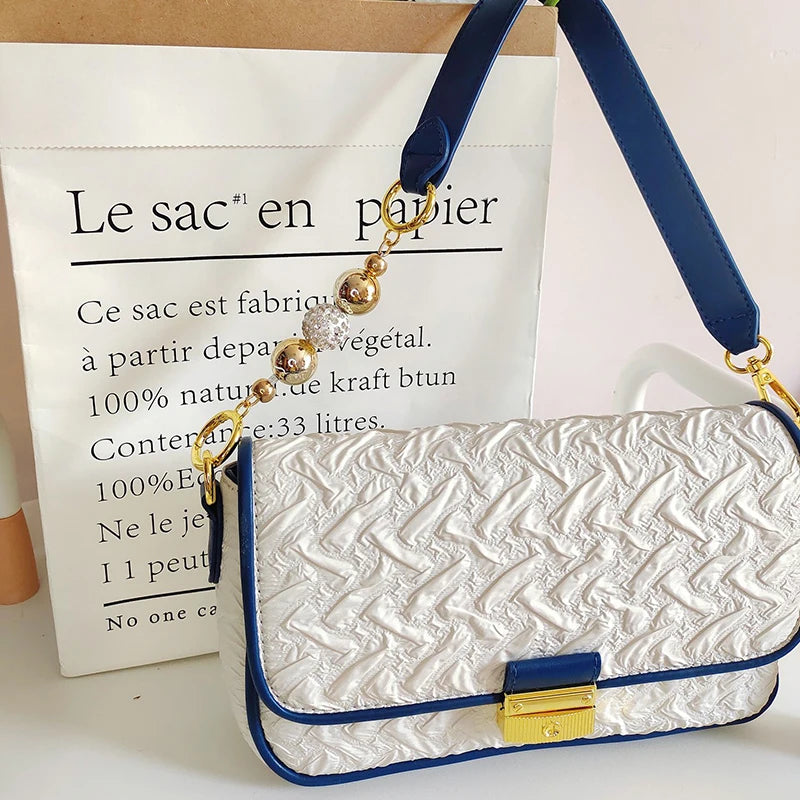 Niche Temperament Lock Square Fold Summer Handbags Women Bags Tote Bag