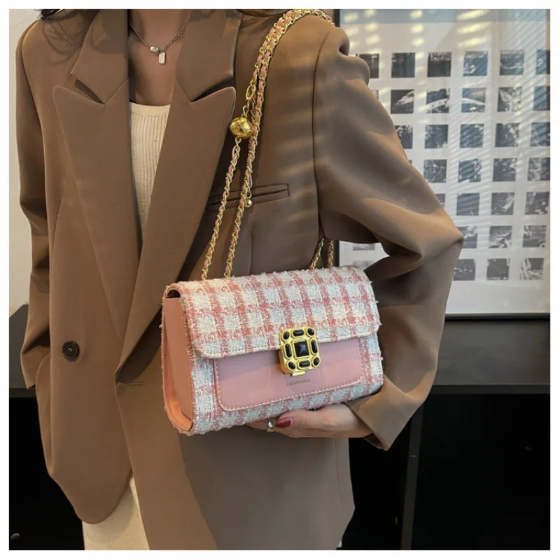 Plaid Chain Messenger Bag Autumn/Winter Women's Shoulder Bag