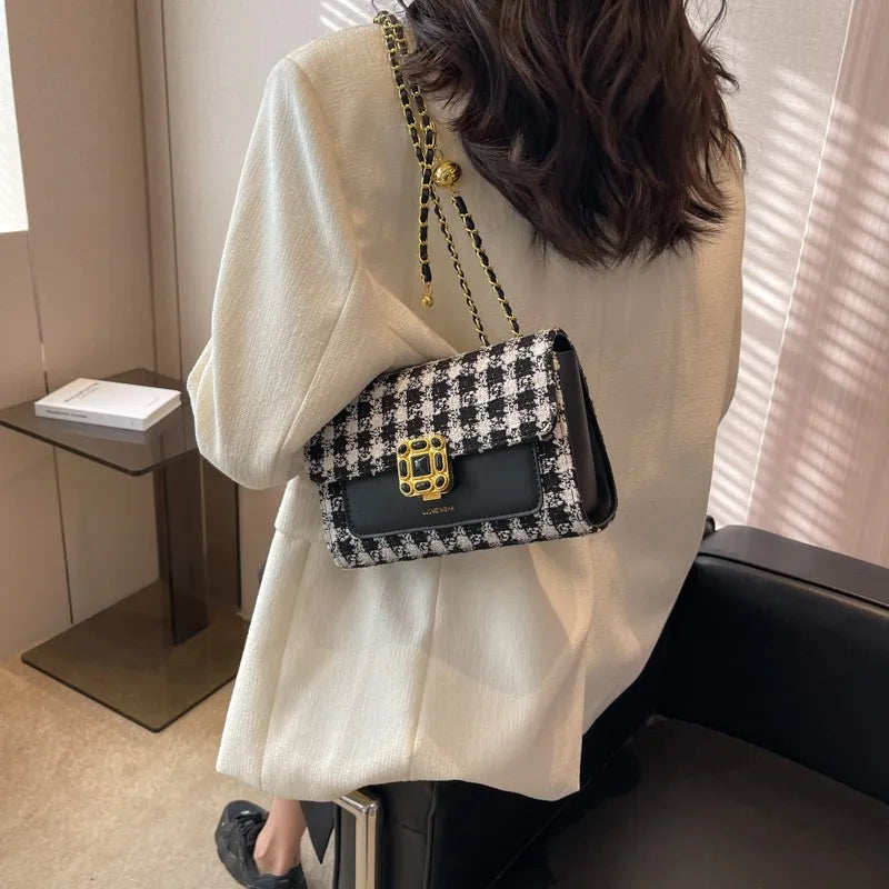 Plaid Chain Messenger Bag Autumn/Winter Women's Shoulder Bag