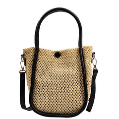 Women's Straw Bucket Bag, Portable Messenger Bag