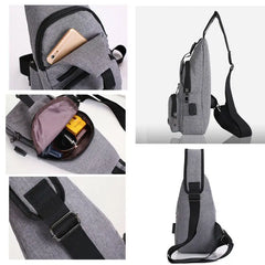 Nylon Sling Bag Backpack USB Charging Crossbody Shoulder Bag